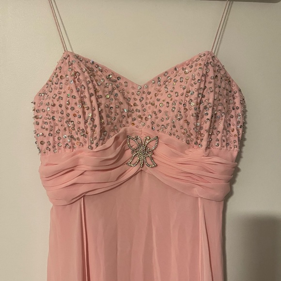 Pink Embellished Gown with Butterfly Accent - Picture 2 of 4